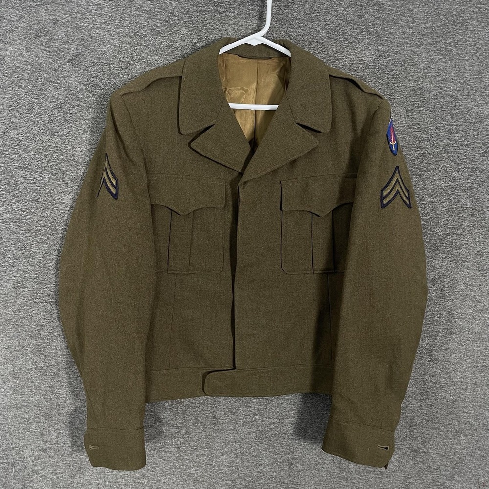 NAMED VINTAGE US ARMY AIR FORCE 1944 WW2 OFFICER DRESS IKE WOOL 42L OD Green CPL